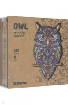 Деревянный пазл с двухслойной крышкой Сова, 101 деталь
