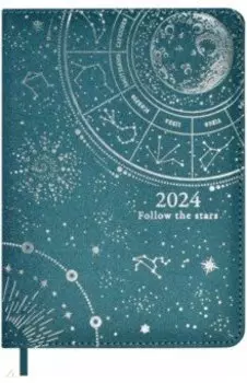 Ежедневник датированный на 2024 год Астрологический, зеленый, А6+, 200 листов