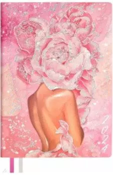 Ежедневник датированный на 2024 год Пионы, А6+, 176 листов