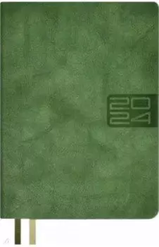 Ежедневник датированный на 2024 год Тиволли глосс, оливковый, А6+, 176 листов