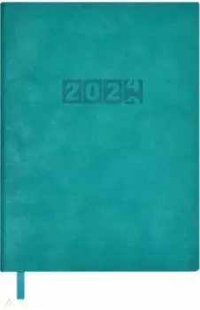 Ежедневник датированный на 2024 год Тиволли глосс, бирюзовый, А6+, 176 листов