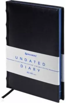 Ежедневник недатированный Flame, А5, 160 листов, черный, синий срез
