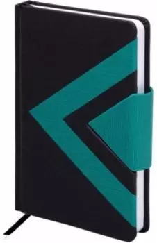 Ежедневник недатированный Waves, черный/бирюзовый, А5, 160 листов