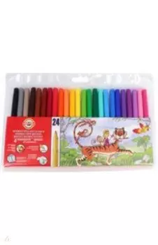 Фломастеры 24 цвета цветов Zoo, смываемые, вентилируемый колпачок