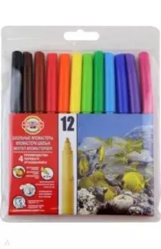 Фломастеры Fish, 12 цветов, смываемые