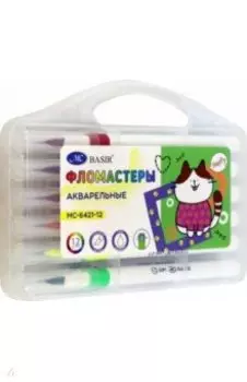Фломастеры-кисти Кошки, 12 цветов