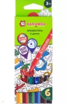 Фломастеры на водной основе (6 цветов) (B80706)
