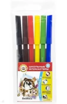 Фломастеры Selfies 1002, 6 цветов