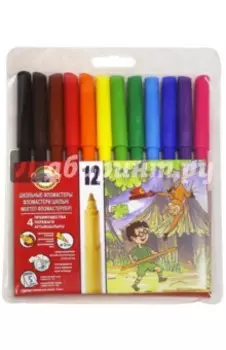 Фломастеры смываемые ZOO, 12 цветов