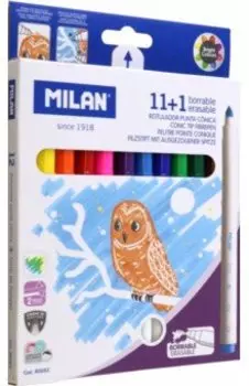 Фломастеры стираемые, 11 цветов + 1 стиратель