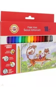 Фломастеры Zoo 1002, 18 цветов, смываемые