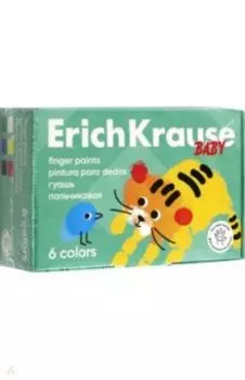 Гуашь пальчиковая Baby с Алоэ Вера, 6 цветов