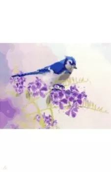 Холст с красками Птица на ветке