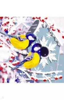 Холст с красками Птички на веточках