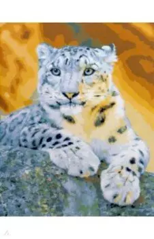 Холст с красками Снежный барс на скале