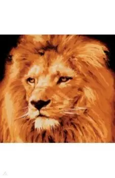 Холст с красками Взрослый лев с гривой