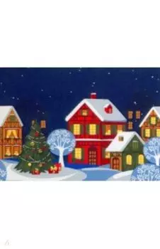 Холст с красками Яркая новогодняя улочка