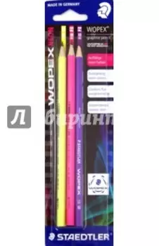 Карандаш чернографитовый Wopex NEON (HB, 3 штуки) (180FBK3-1)