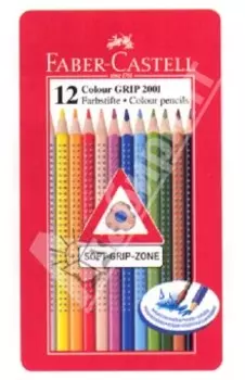Карандаши 12 цветов GRIP, в металлической коробке