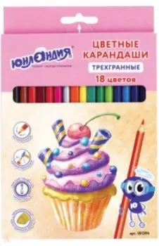 Карандаши 18 цветов трегранные "СЛАДКИЕ ИСТОРИИ" (181394)