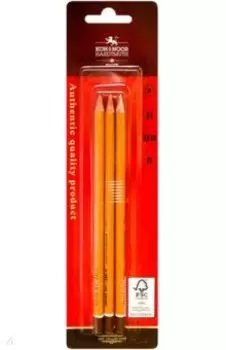 Карандаши чернографитные, H-B, 3 штуки