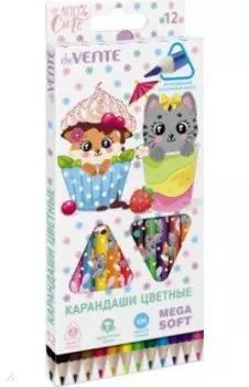 Карандаши цветные 100% Cute, 12 цветов
