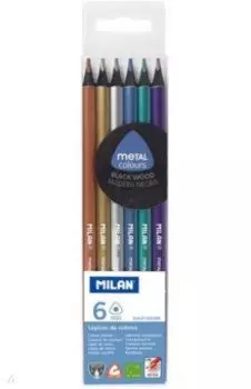 Карандаши цветные, 6 цветов металлик