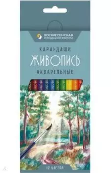 Карандаши цветные акварельные, 12 цветов, заточенные