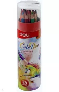 Карандаши цветные "ColoRun" (24 цвета, трехгранные, точилка) (EC00327)