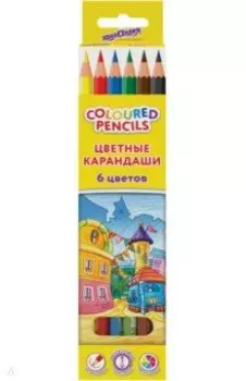 Карандаши цветные Домики, 6 цветов