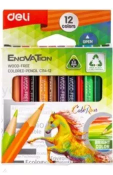 Карандаши цветные Enovation, 12 цветов, короткие