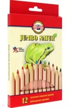 Карандаши цветные Jumbo Natur, 12 цветов, утолщенные