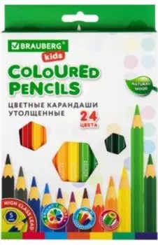 Карандаши цветные Kids, 24 цвета, утолщенные