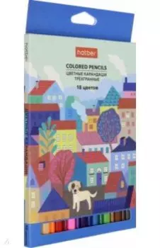 Карандаши цветные, трехгранные Городок, 18 цветов