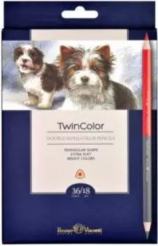 Карандаши цветные TwinColor, 36 цветов, 18 штук