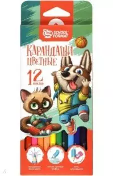 Карандаши цветные Веселые зверята, 12 цветов