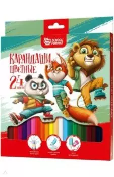 Карандаши цветные Веселые зверята, 24 цвета