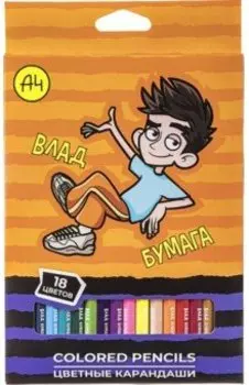 Карандаши цветные Влад А4, 18 цветов