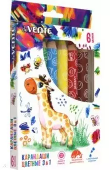 Карандаши цветные восковые Jumbo 3 в 1, 6 цветов