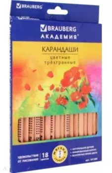 Карандаши Цветы, трехгранные, 18 цветов