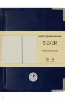 Книга для записей Silver, синяя, А6, 80 листов, клетка