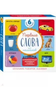 Комплект из 6 супер-прочных мини-книжек "Первые слова для самых маленьких" (для мальчиков)