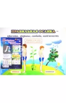 Комплект плакатов. Профилактика нарушений осанки у детей. 4 плаката с методическим пособием. ФГОС ДО