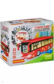 Конструктор с отверткой Автобус, красный