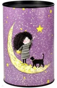 Копилка металлическая Девочка на луне