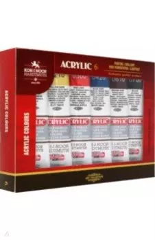 Краски акриловые художественные в тюбиках, 6 цветов