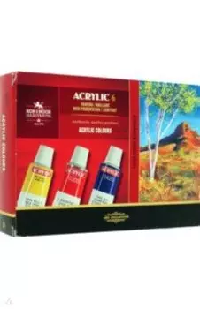 Краски акриловые художественные в тюбиках, 6 цветов