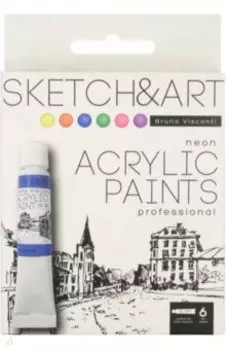Краски акриловые Sketch&Art, 6 неоновых цветов