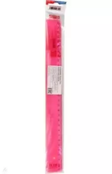 Линейка, 30 см, прозрачно-розовая