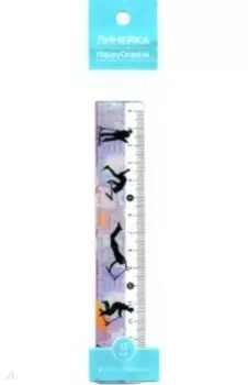 Линейка HappyGraphix. Самокаты, 15 см, пластиковая